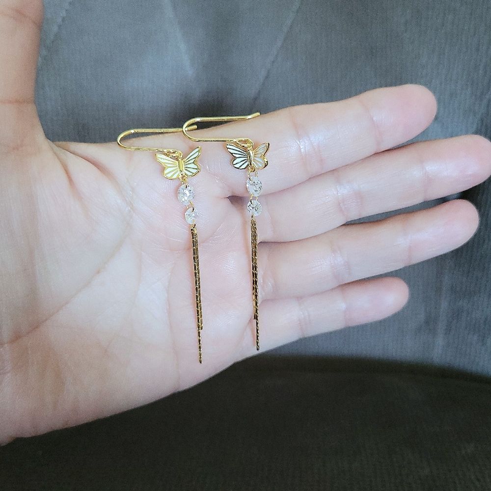 ✨️HP✨️ Rachel Zoe Dainty White Enamel Butterfly🦋 Dangle Earrings - Picture 5 of 16